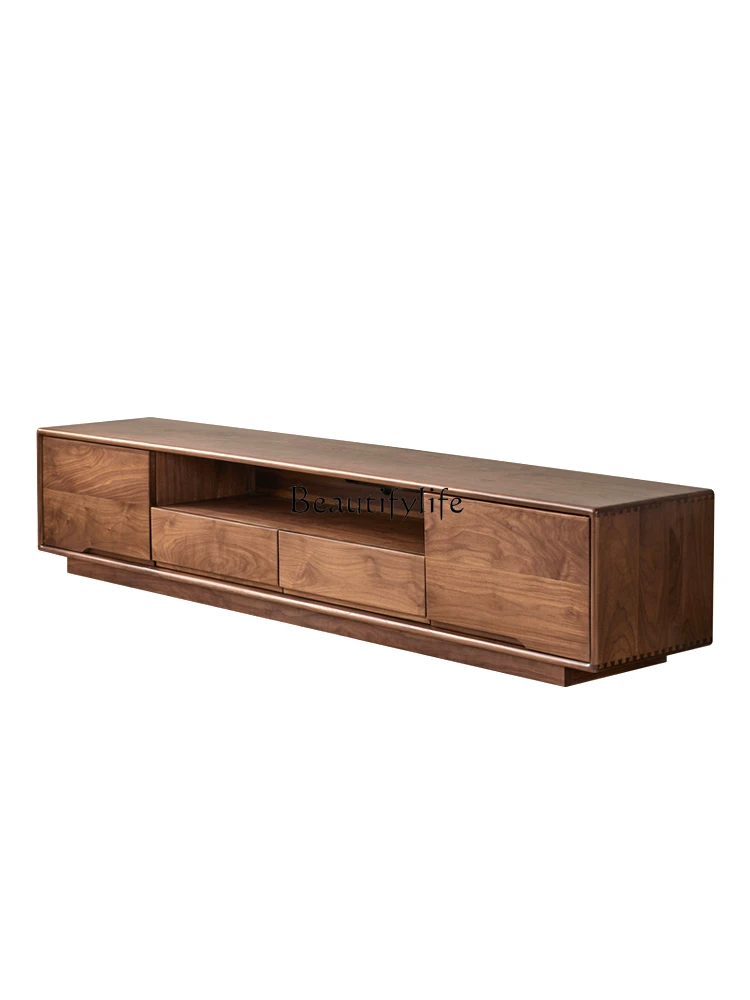 

North American Black Walnut Solid Wood Living Room Floor Cabinet Drawer Storage Cabinet Environmental Protection Log