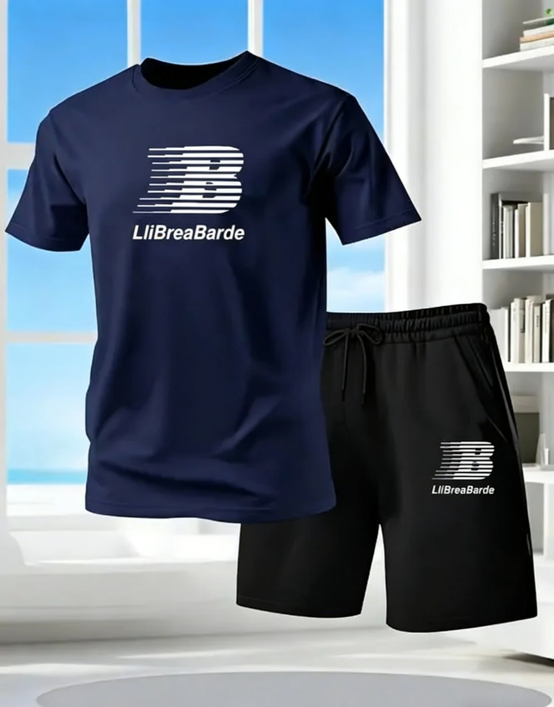 

2026 New Men's Summer Short Sleeve T-shirt Set Fashionable Two-Piece Sportswear Casual Shorte Men's Sportswear Set