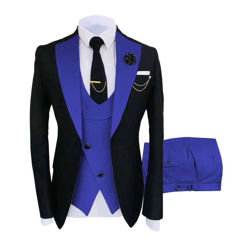 Comfortable Slim Fit Business Banquet Hosting Costume Three Pieces Groomsmen Wedding Tuxedos For Men Groom Wedding Dress