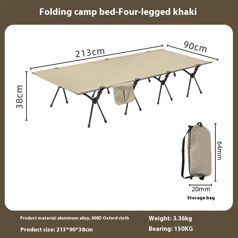 Lohascamping 90cm brede campingbed, ultralicht, draagbaar, hoog-laag, dubbel doel, opklapbaar, voor backpacken, reizen, wandelen en slapen