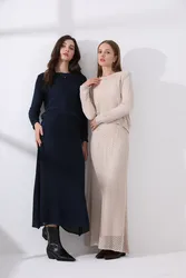 AS 2024 Conjunto de roupas femininas de malha oca com forro + saias maxi (envie em 1 dia)