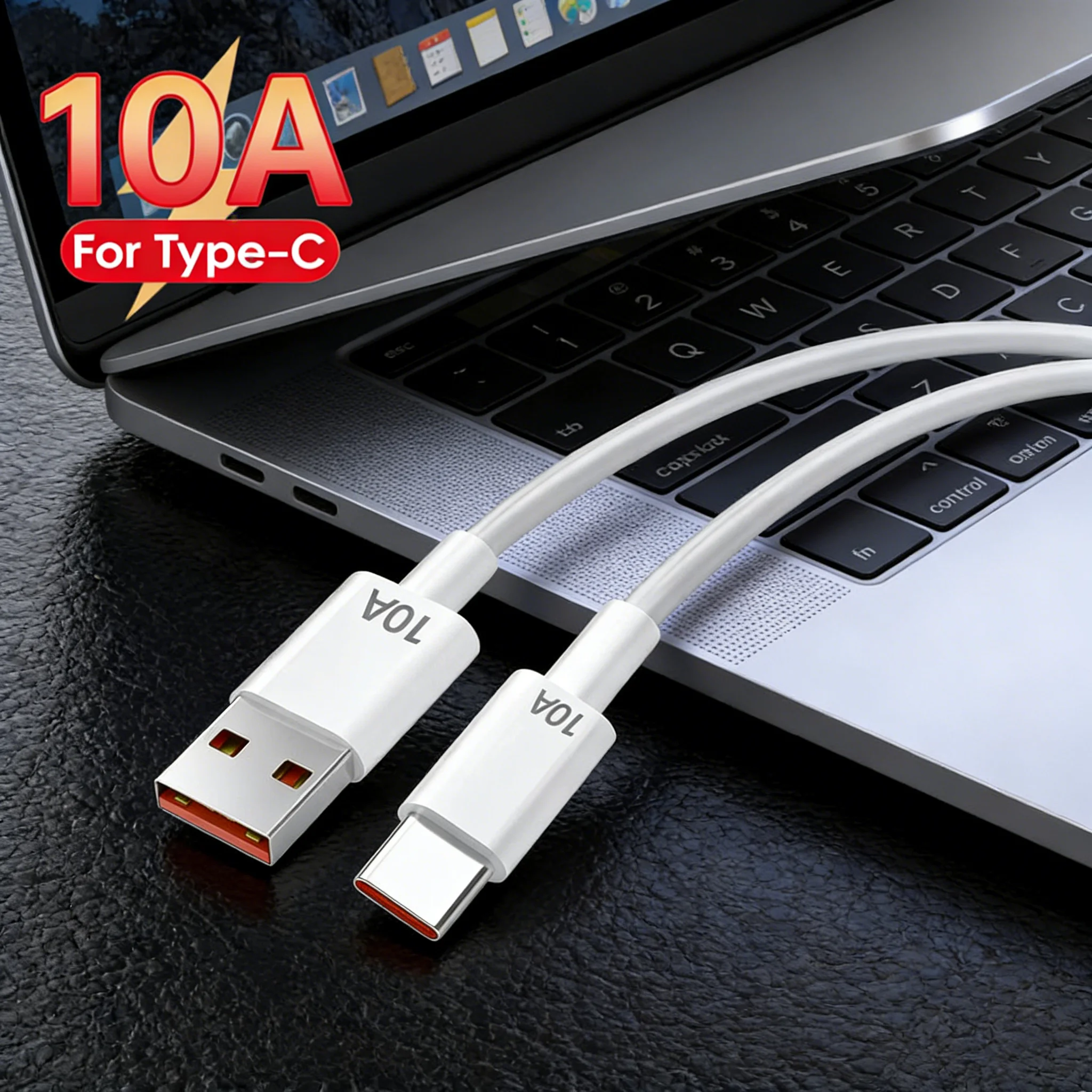 10A High Power USB‑A to Type‑C Fast Charging Data Cable High‑Speed Quick Charge Cord For iPhone Xiaomi Samsung Huawei USB‑C Wire