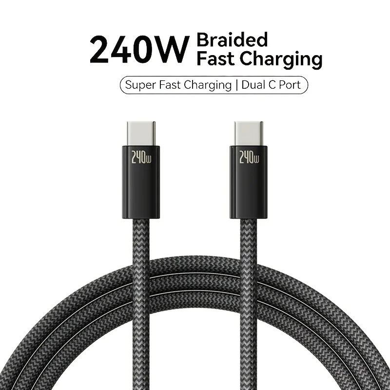 240W Super Fast Charging Data Cable TYPE C to TYPE C Interface, Supports PD, High Speed Data Transfer Suitable for iPhone 15/16
