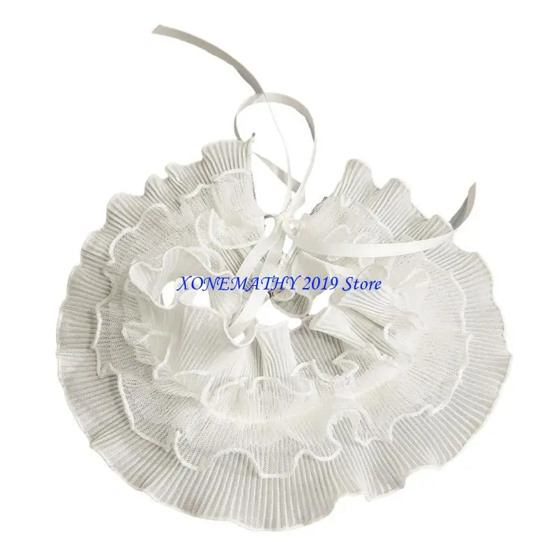 

F42F винтажный кружевной воротник с рюшами, съемный воротник с рюшами, женский воротник, блузка, юбка, декоративные галстуки для