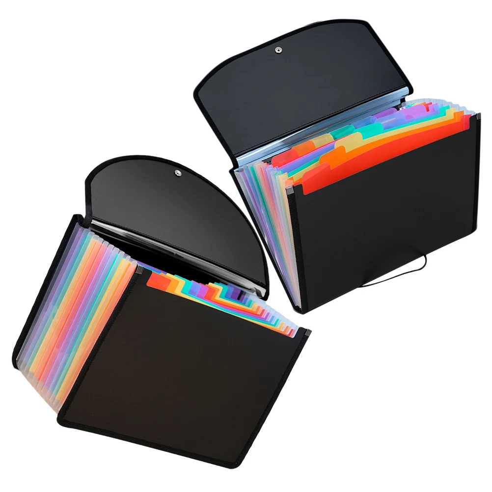 2pcs Pvc File Folder Portable Lightweight Wear-Resistant Plastic Folder For Documents Papers Receipts Business Cards Multi-Layer