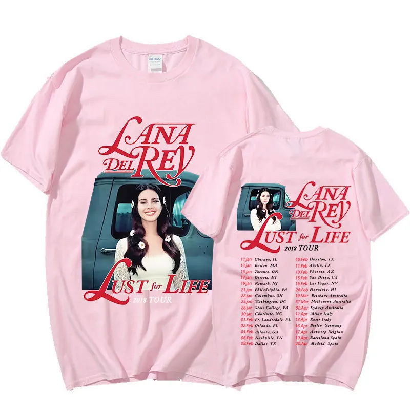 Singer Lana Del Rey Vintage T Shirt Lust for Life Tour Music Album Men Women Hip Hop T Shirts Harajuku Streetwear Tops Unisex