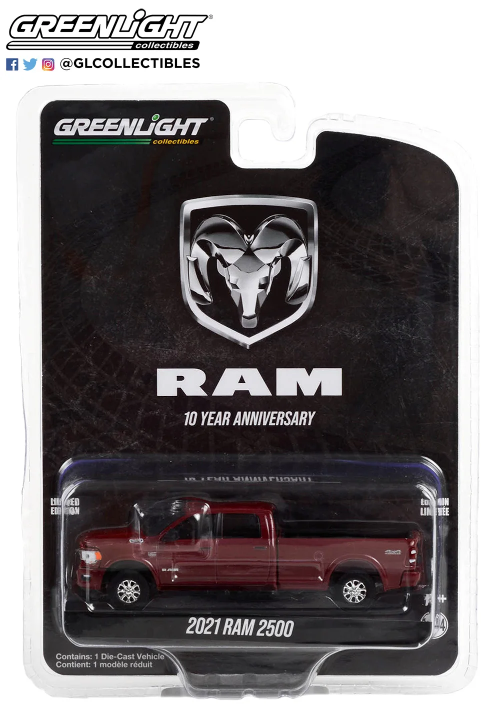 

GREENLIGHT 1/64 2021 Ram 2500 pickup 10th anniversary collection of die-casting alloy trolley model ornaments