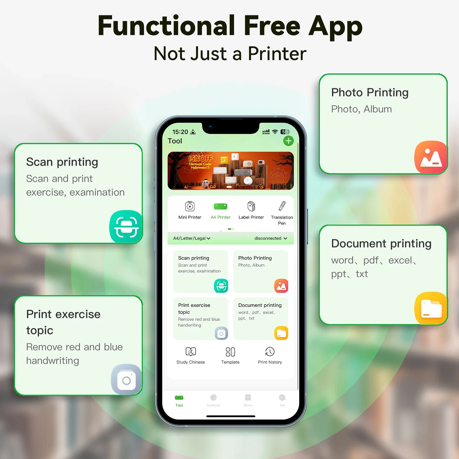 Portable Mini A4 Printer No Ink Printing A40 Bluetooth Thermal Printer for Phone PC Tattoo Stencil Printer Transfer Copier Paper