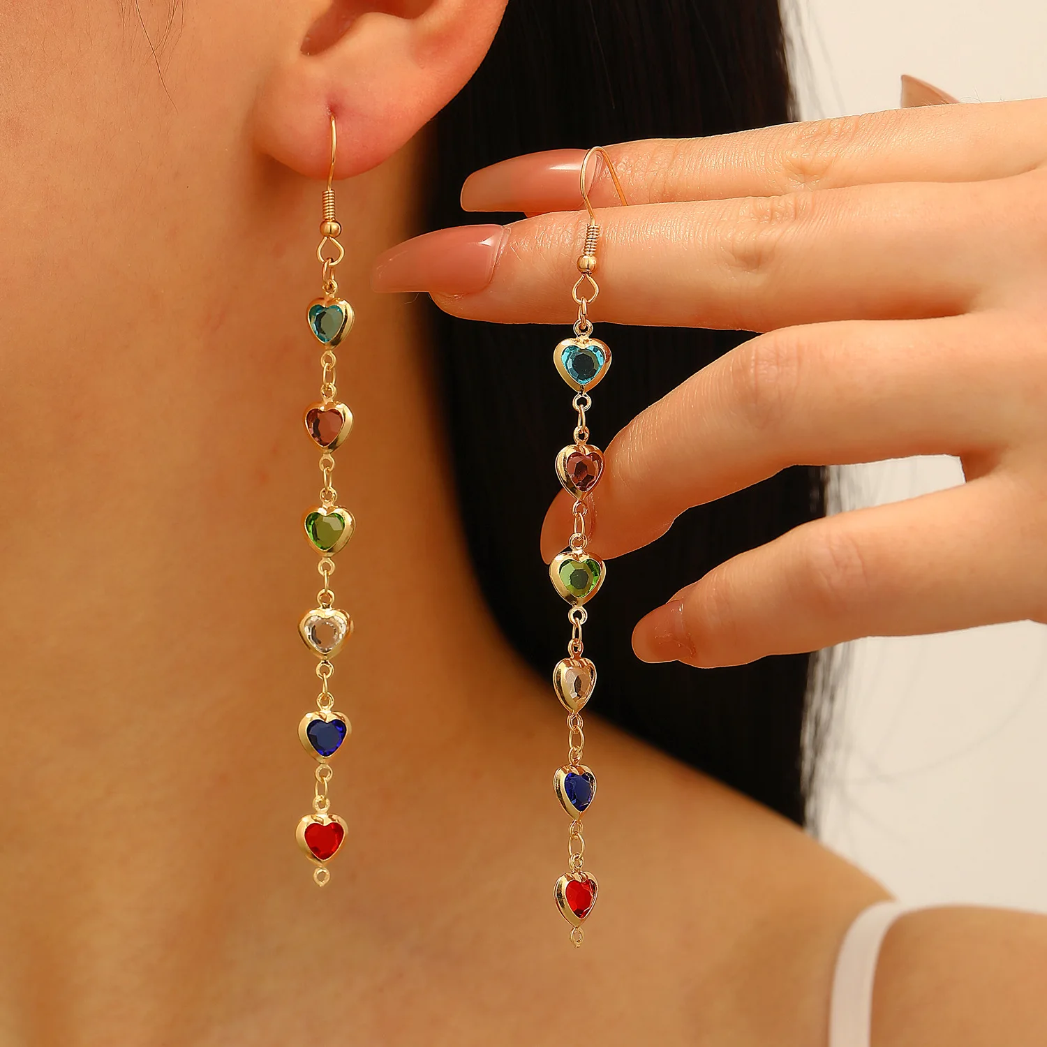 Fashoin Colorful Water Drop Tassel Earrings For Women Jewelry 2026 Trending New Sweet Zircon Heart Long Earrings Gifts Brincos