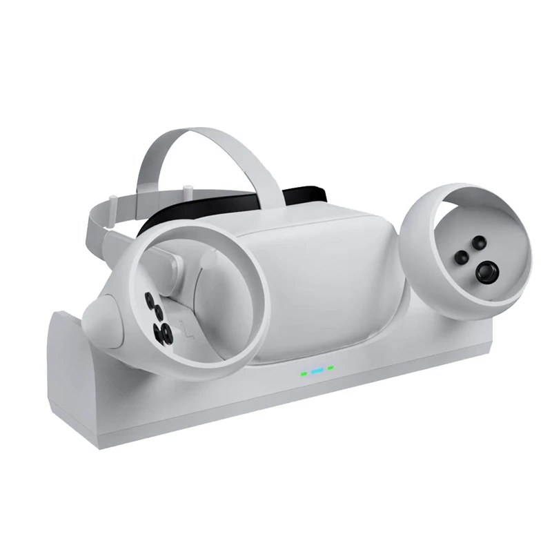 Suporte de carregamento para capacete, alça esquerda e direita, carregador com luz de exibição LED, peças de reposição para Oculus Quest 2 VR