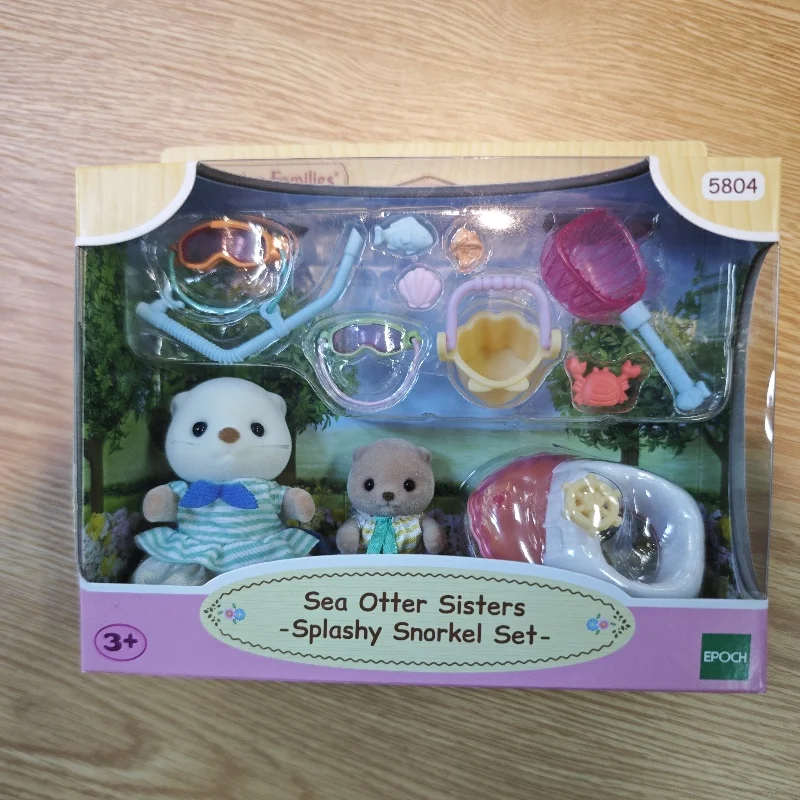 Sylvanian Families Calico Critters Girls Kids Toys Miniature Anime Doll Children's Toys Sea Otter Sisters Splashy Snorkel Set