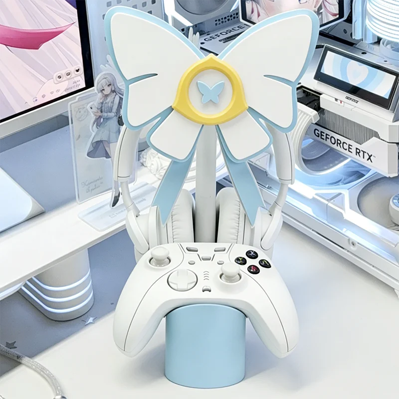 Desk Setup Headphone Stand - QiaoQiaoMei Ivory Dream Wing Headphone Stand,