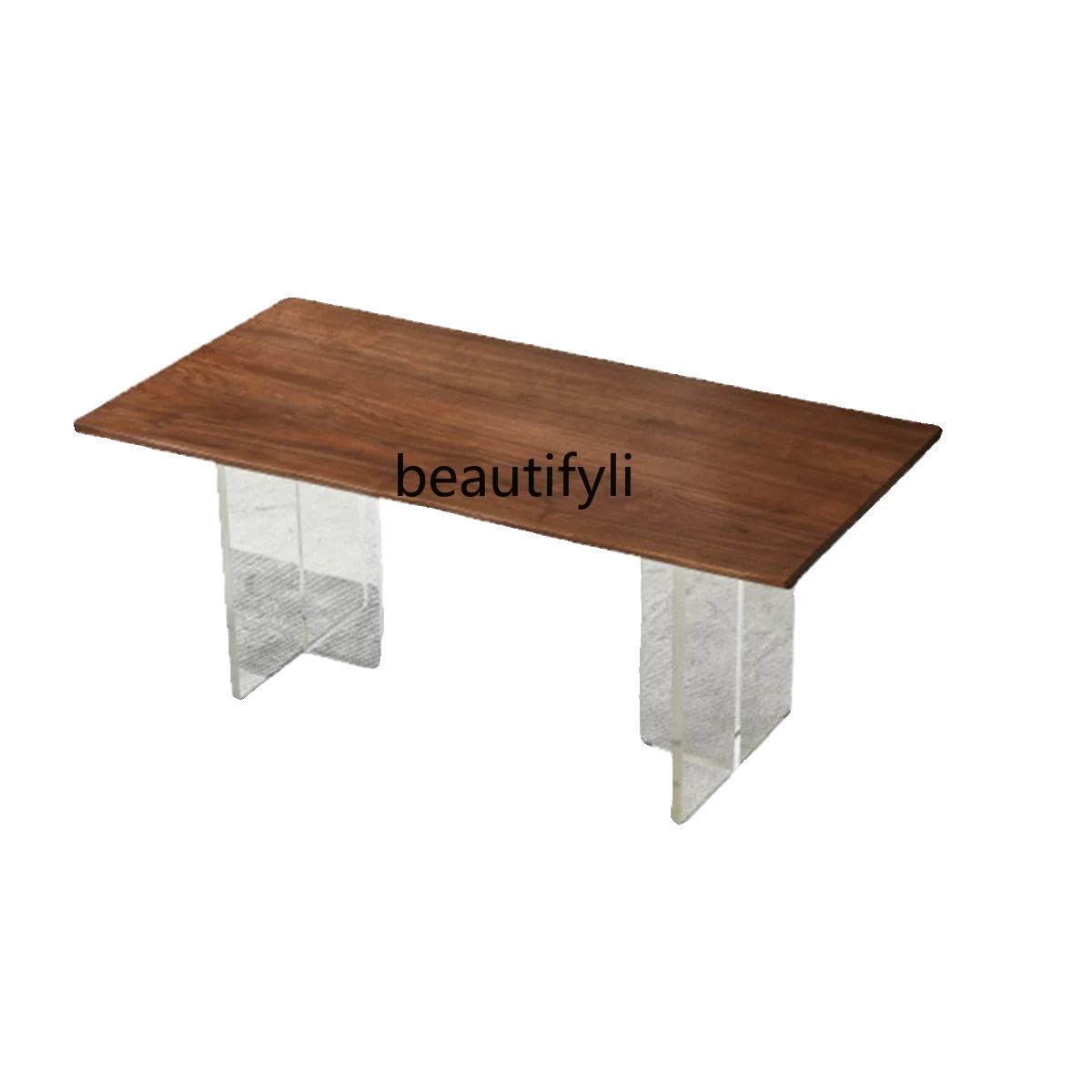 Acrylic Suspended Dining Table Solid Wood Black Walnut Wooden Desk Tea Table Large Board Table Workbench