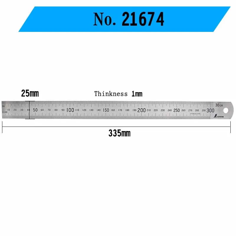 SHINWA Steel Ruler Stainless Steel Ruler Thickened Scale Steel Plate 15 30 60 100cm 21673