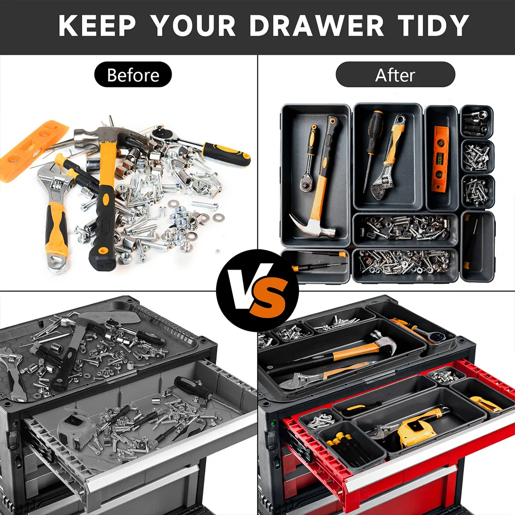 36PCS Organizzatori per cassetti da scrivania Interbloccati Organizzatore per utensili poco profondi Divisori per vassoi Cassetta degli attrezzi Contenitori per contenitori