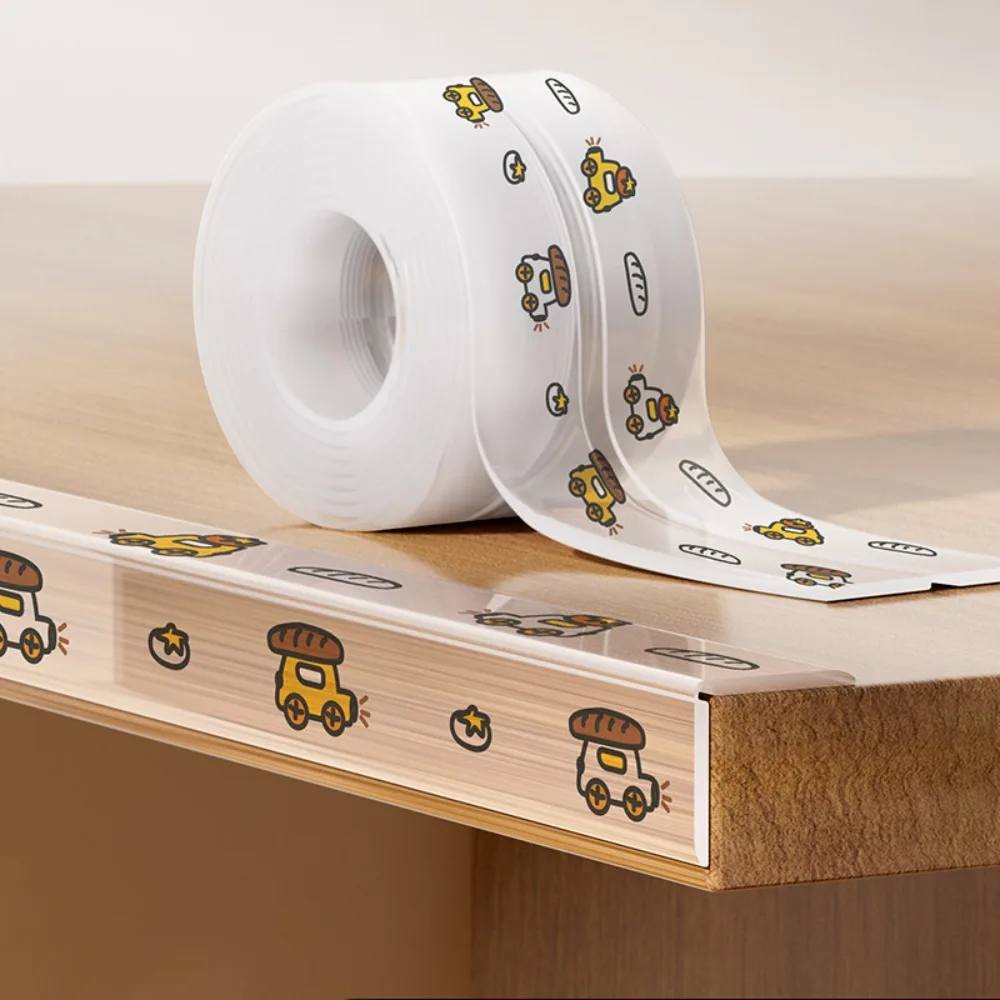 

2m Table Edge Guard Strips Baby Safety Self Adhesive Anti-collision Cushion Cartoon Pattern Transparent Wall Corner Protector