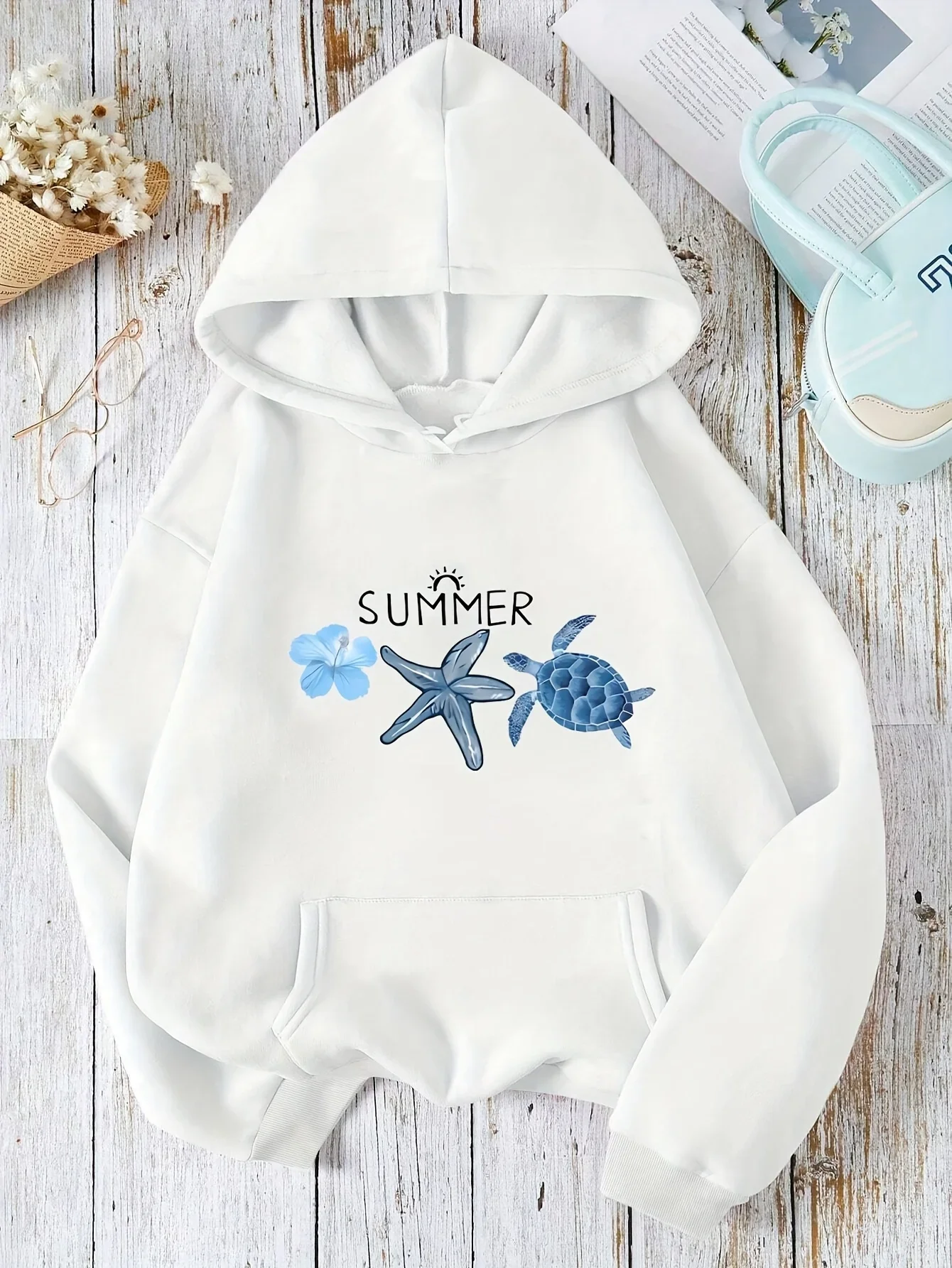 Turtle Sea Star Summer Printed 2026 Autumn Winter Hoodie Women's Top Casual Style Pullover Soft Fabric Long Sleeve Clothing