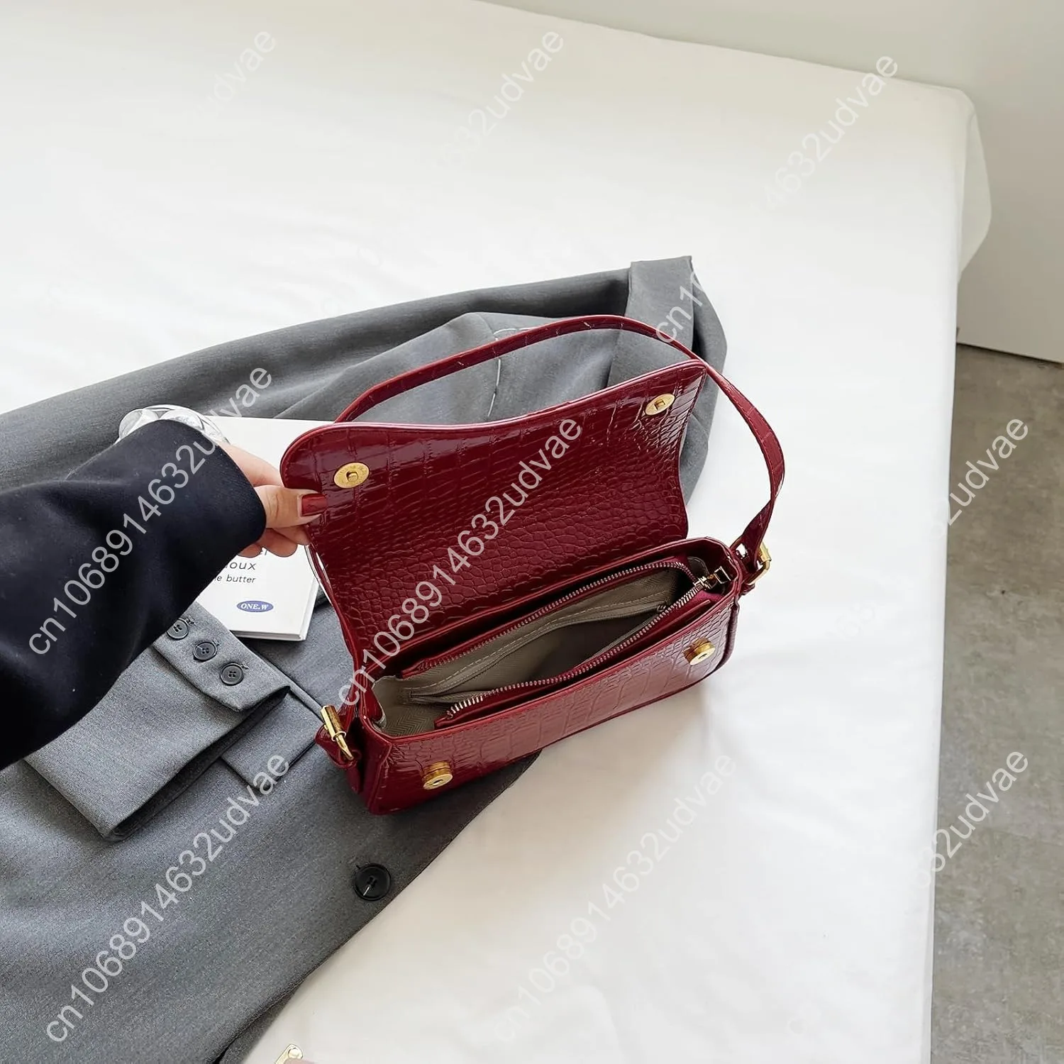 PU Leather Tote Bag for Women with 2 Removable Straps and Zipper Closure