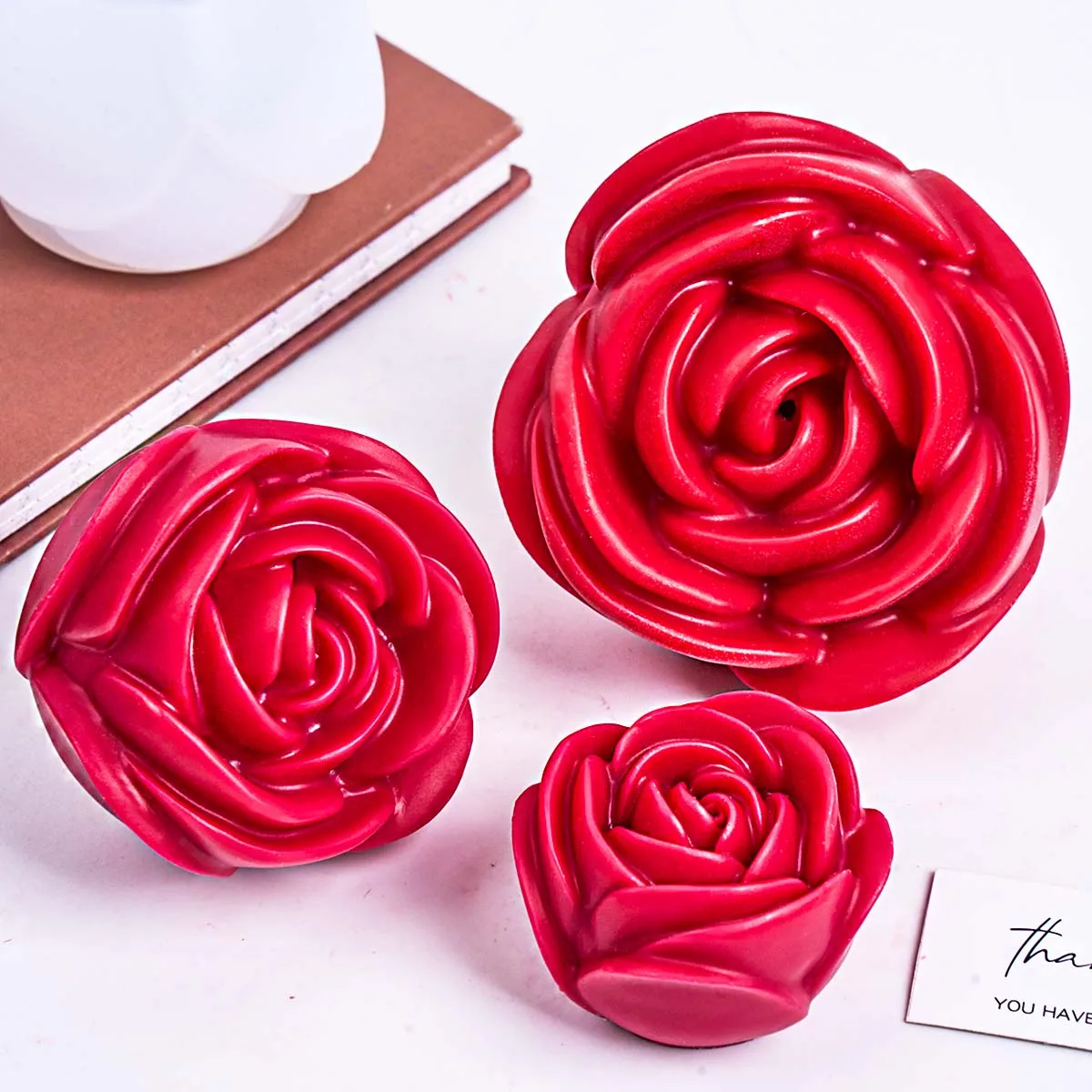 Valentine's Day Rose Silicone Candle Mold DIY 3D Flower Aromatherapy Candle Soap Mold Creative Bouquet Matching Crafts Gift Set