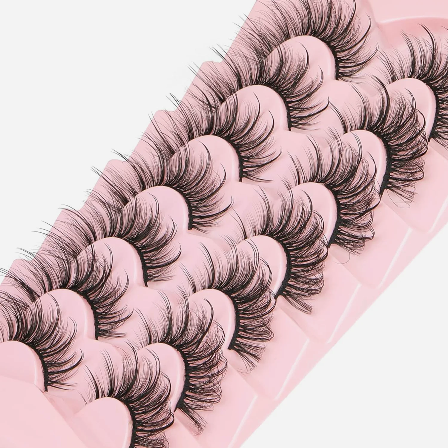 False Eyelashes Fluffy Faux Mink Lashes Wispy Fairy Cat Eye Lashes Spiky Strip Lashes Extension Natural Volume 7 Pairs