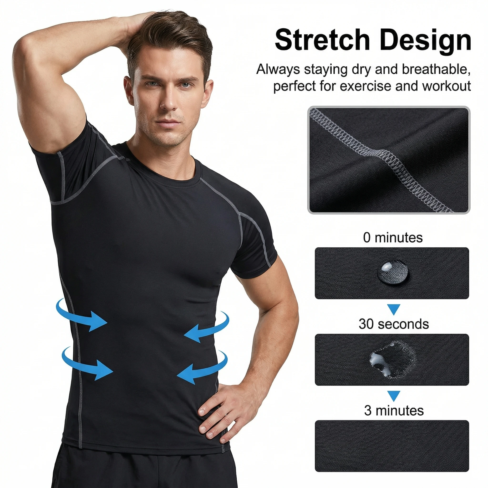 Mens T Shirt Outdoor Training Fitness Gym Jogging Running Sweatshirt Men Compression Shirts Tight Elastic Breathable Tops