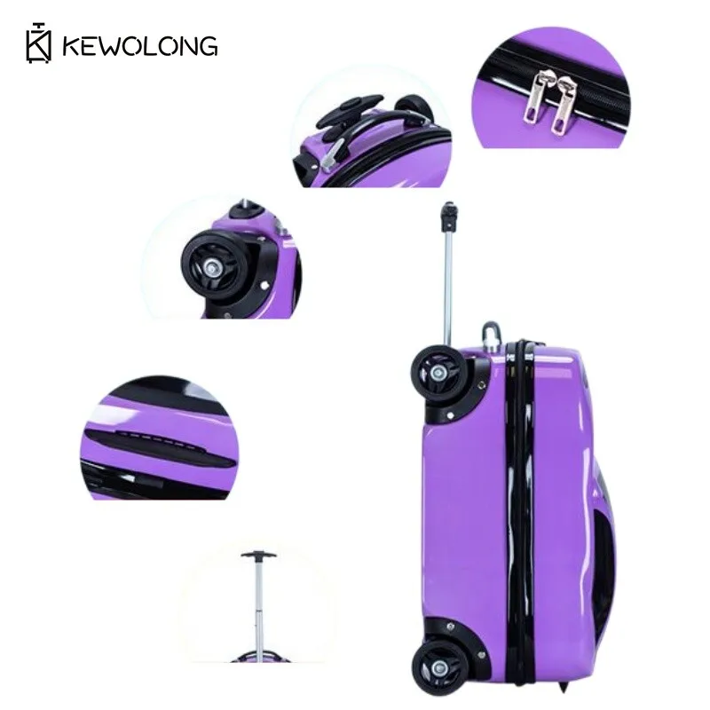 Mala infantil com design de carro de 18 polegadas com 360 °   Rodas, bagagem de mão de desenho animado para meninos para bolsa de viagem infantil