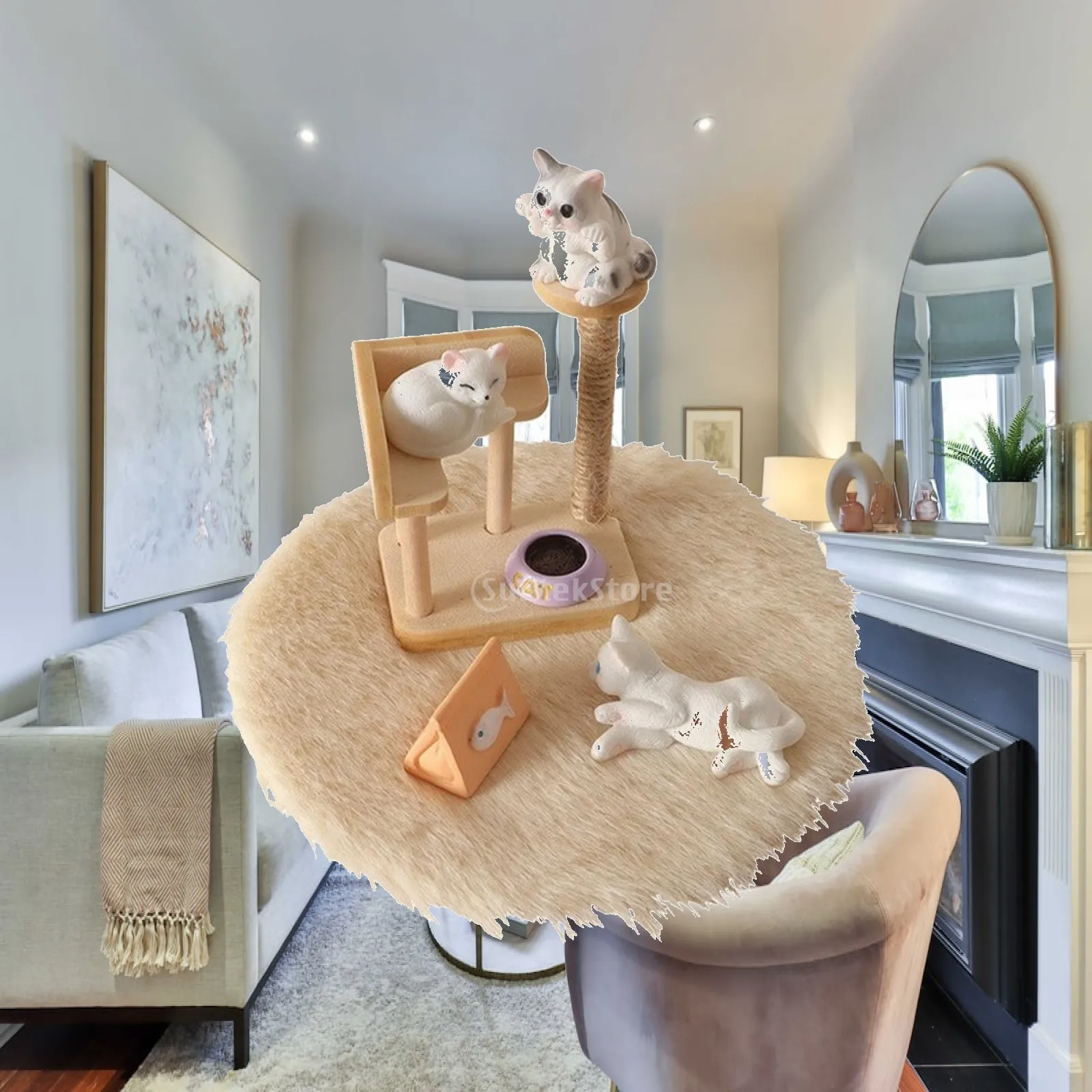 7 Pieces Cat Climbing Rack Miniature Adorable Miniature Cat Scene Compact Lifelike for Photo Setups