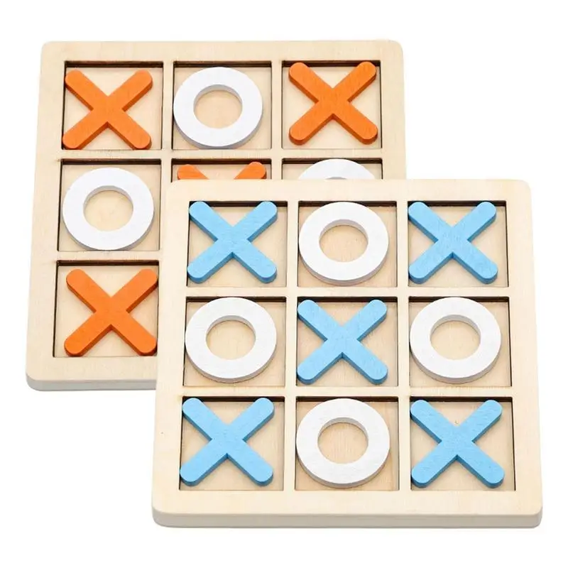 

Tic-Tac-Toe Mini Wooden Board Game Multiplayer Interactive Chess Early Education Leisure Battle Building Blocks For Kids Adults