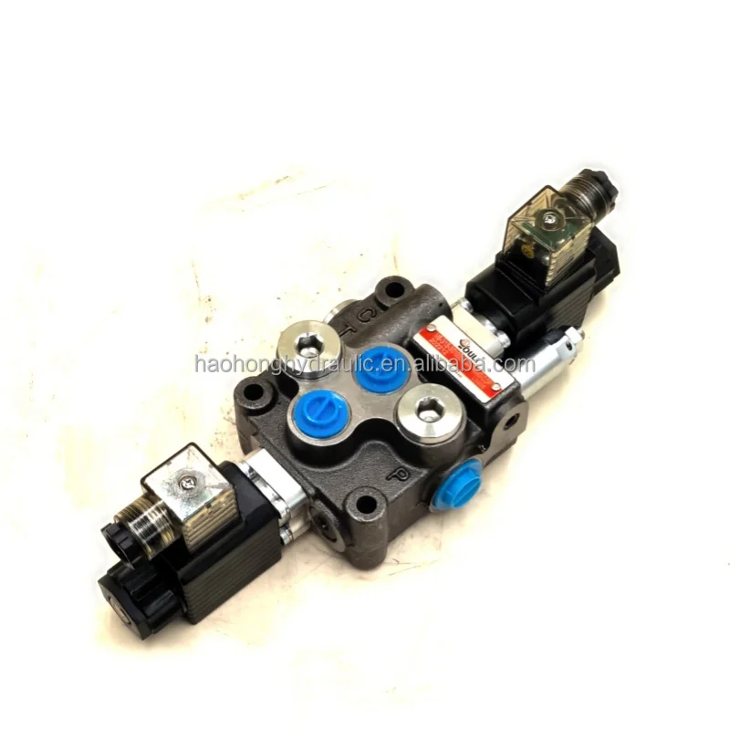 

Haohong 45 Liter/min 1 Spool Solenoid Hydraulic Monoblock Directional Control Valve 315BAR G3/8 Port Hydraulic Distributor