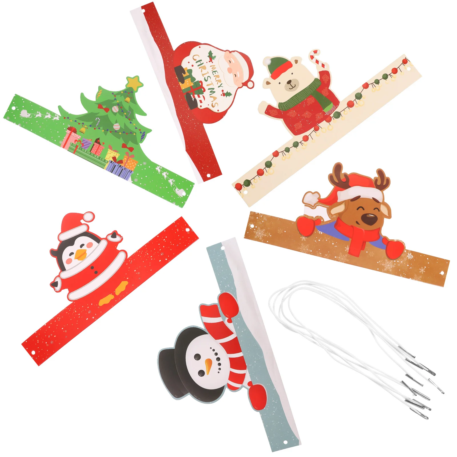

6pcs Christmas Hats Festive Headwear For Xmas Paper Xmas Hats Party Supplies Cosplay Accessory Photo Prop Decor
