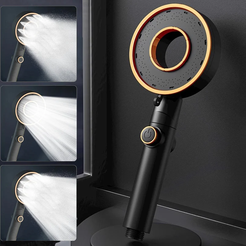 

Ручная насадка для душа Donut, трехскоростной бытовой душевой набор под давлением, фильтр с одной кнопкой, остановка воды