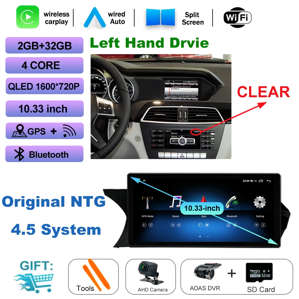 Draadloze CarPlay voor Mercedes Benz C Klasse W204 2007-2014 Auto Multimedia Speler Android Spiegel Link AirPlay Functie Navi GPS