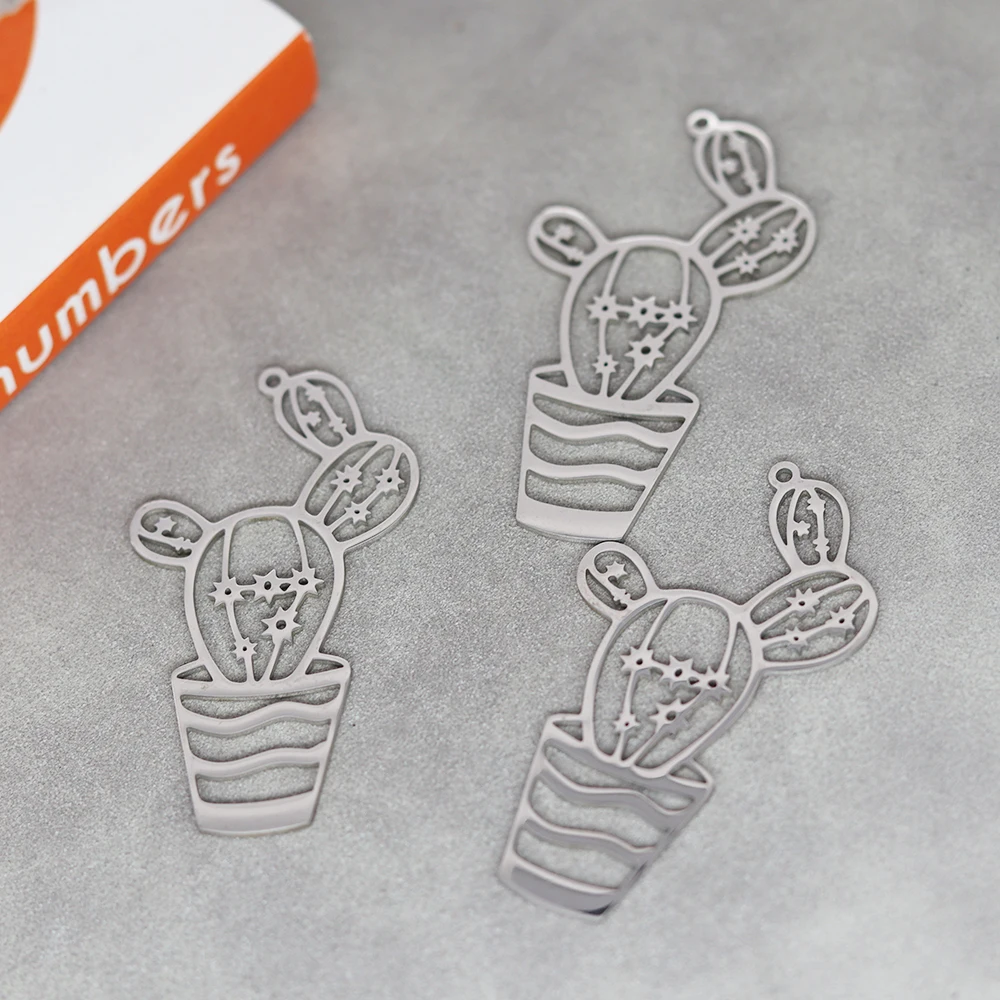 3pcs Stainless Steel Plant Charm Cactus Accessories Findings For Fashion Jewelry Making DIY Handmade Craft Gift image 4