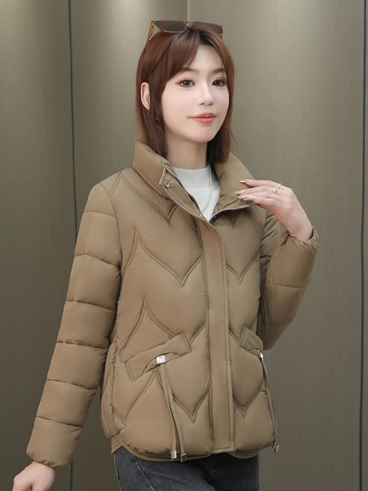 

Women's ort Puffer Jaet Thiened Cotton down Bread Sle Faionable Loose Fit Winter Warm Coat Korean Version Tagkita