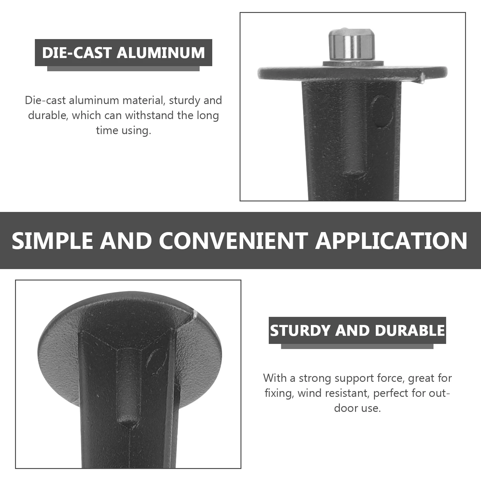 

4Pcs Lamp Insert Rod Outdoor Garden Stakes Strong Die-Cast Aluminum Solar Light Accessories Wind Resistant Light Stakes