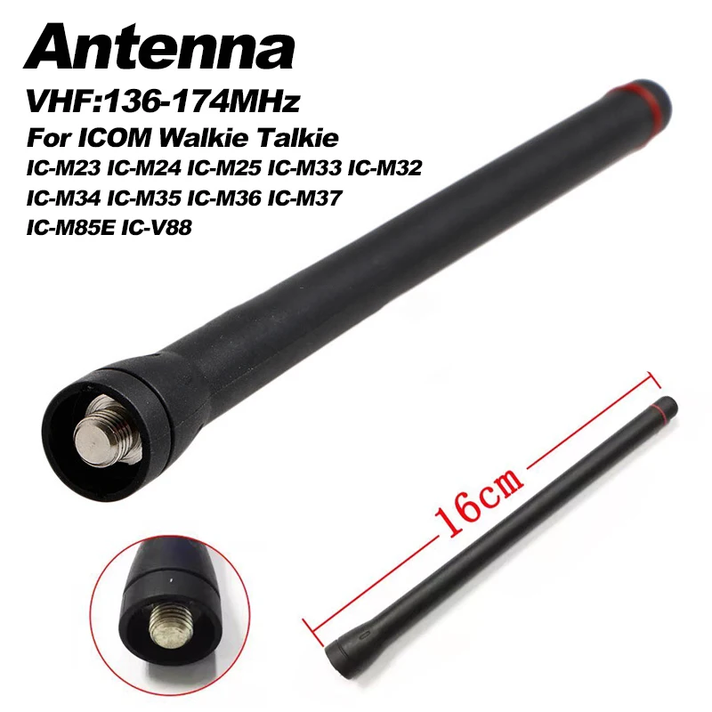 Antenne Walkie Talkie VHF136-174MHz, antenne en caoutchouc de 16CM pour radios maritimes ICOM IC-M23 IC-M25 IC-M33 IC-M36 IC-M37 V88 FA-SC55V