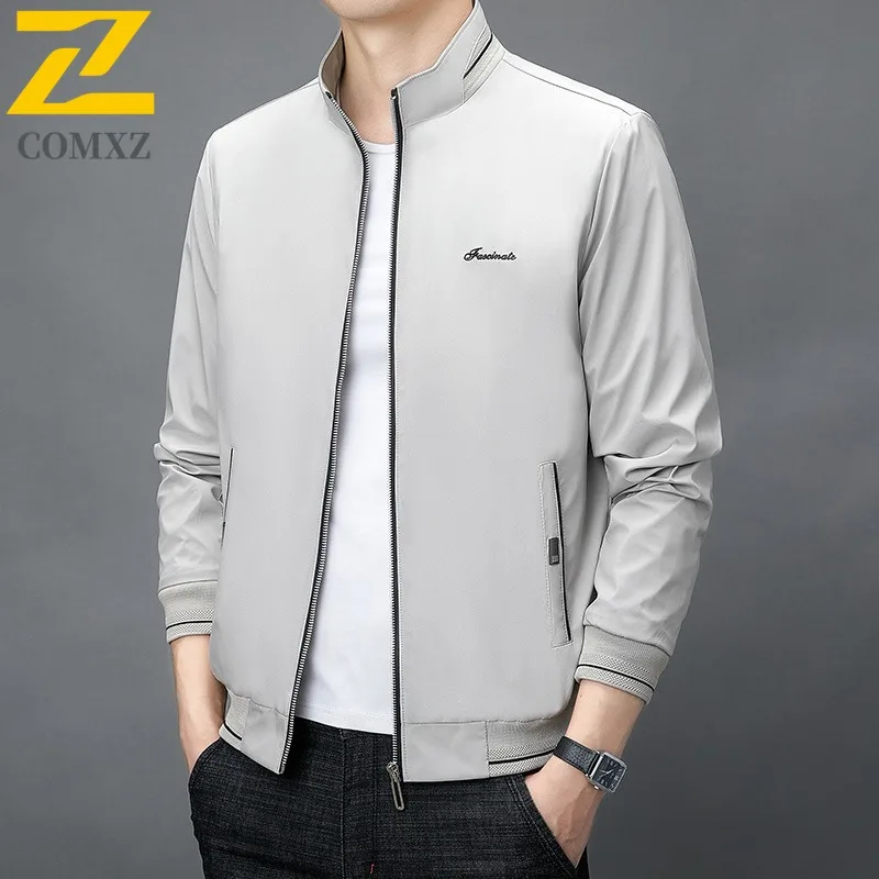 

Men Jacket Business Casual Golf Light Luxury Blazer Stand Collar Outdoor Travel Lightweight Windproof Autumn Slim Fit Coat