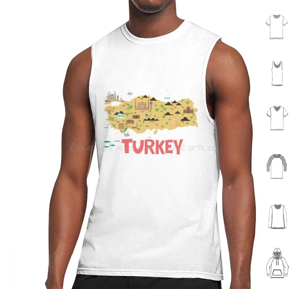 Turkey Illustrated Map Tank Tops Vest Sleeveless Turkey Map Country Flag Maps Flags Countries Europe Iran Iraq Istanbul