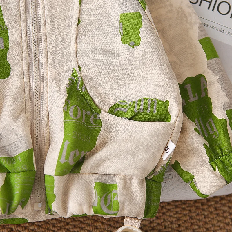 2-teiliger Trainingsanzug für Kleinkinder und Jungen mit Buchstaben-Aufdruck, Stehkragen, Reißverschlussjacke, Jogginghose mit elastischen Bündchen, lässiges Frühlings-Outfit-Set für Kinder – Detail 6