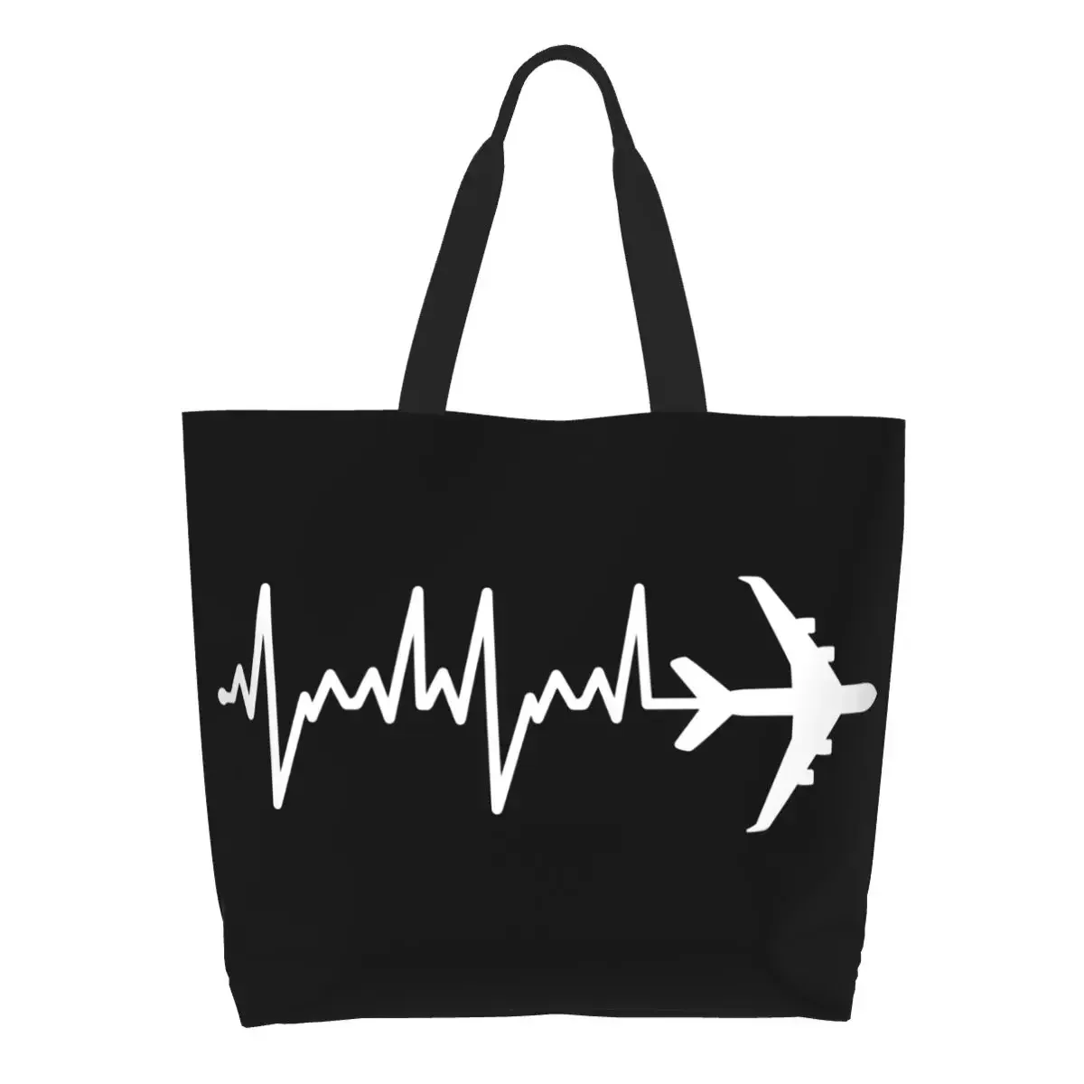 

Авиационный самолет Heartbeat Пилотный принт Холст Сумки-тоут на плечо Большая вместительная портативная подарочная сумка-авиатор-самолет