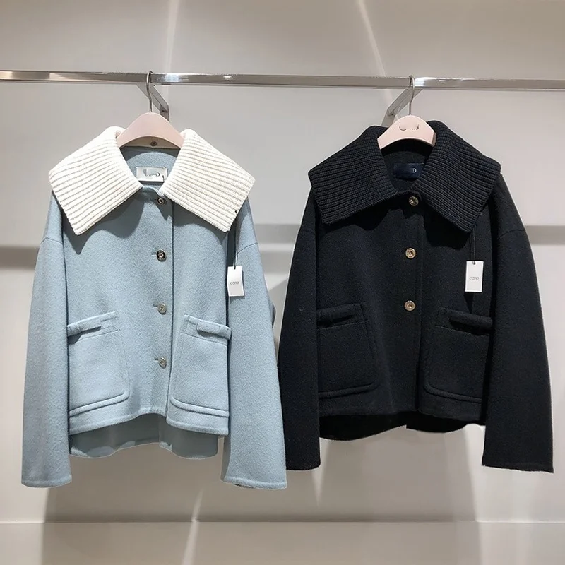 

Double-Sided Hand-Stitched Camere ort Coat Vibrant Color Blo Design Commute Sle Women's Outerwear Warmth Guaranteed