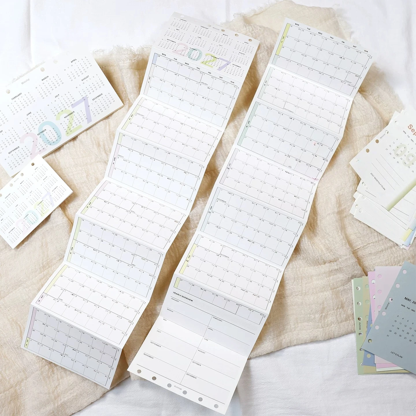2027 8-Fold Yearly Calendar Loose Leaf Notebook Journal Planner Insert  A6 A7 A8 Calendar 24 Solar Terms Holiday Planner Insert