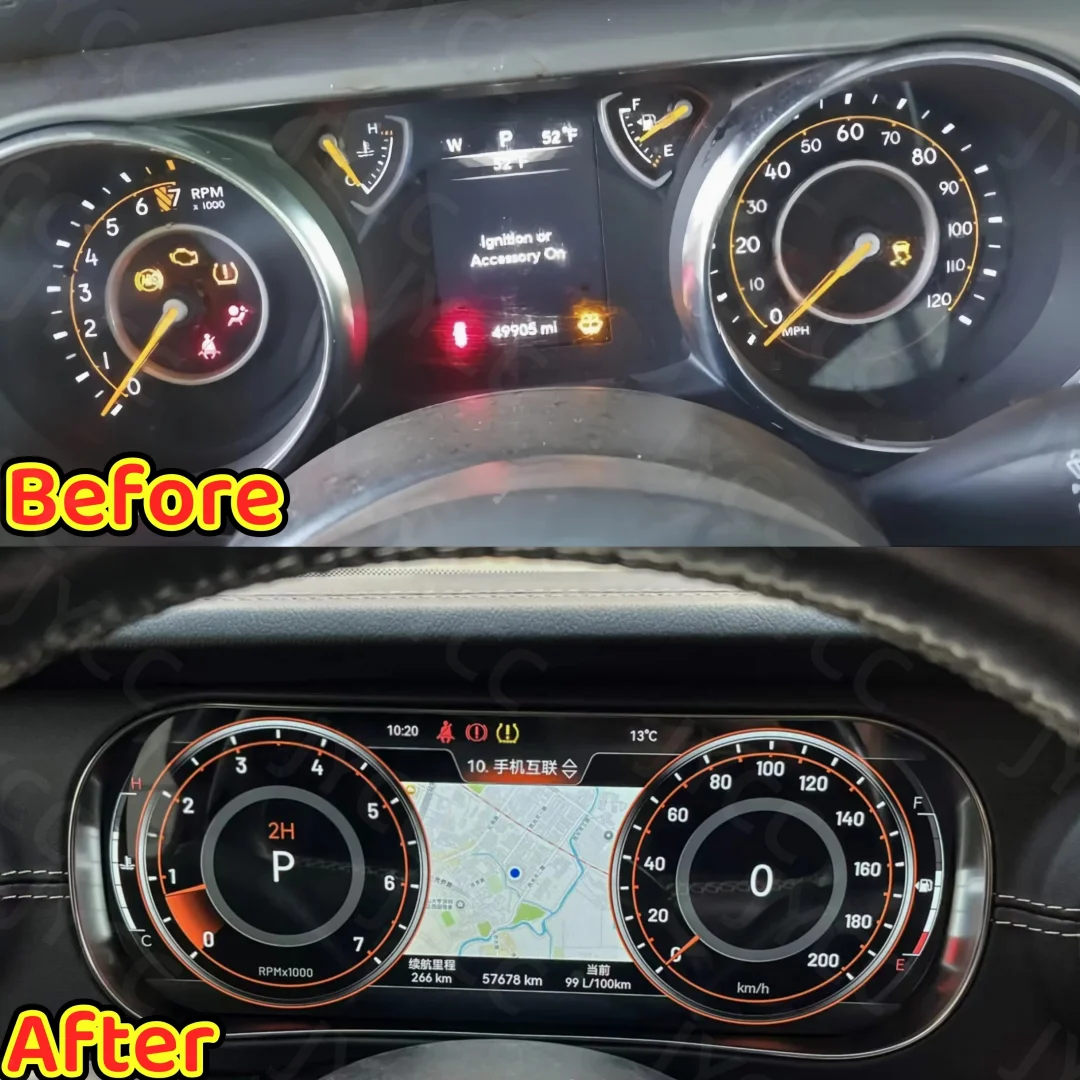 12.3 inch Digital Cluster Virtual Cockpit LCD Screen For Jeep Wrangler 2007 2008 -2023 Dashboard Speedometer Instrument Parts