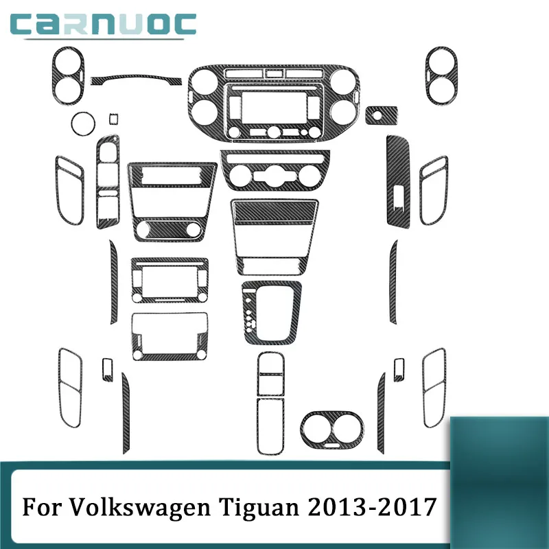 

Carbon Fiber Material Black Stickers Car Interior Decorative Accessories For Volkswagen Tiguan 2013 2014 2015 2016 2017