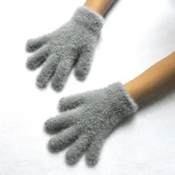 New Warm 3-6 Years Old Children Gloves Winter Baby Faux Sable Solid Thickened Plush Furry Full Finger Mittens Autumn Hand Warmer