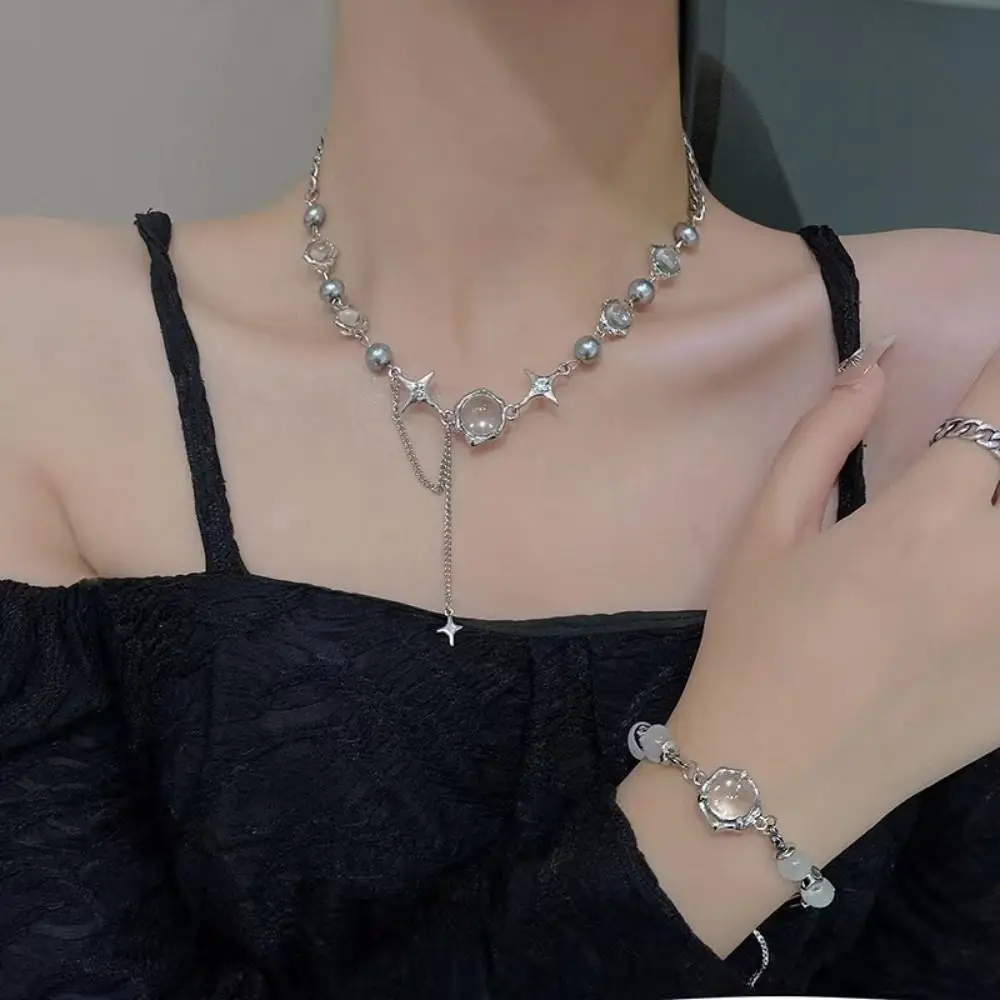 Cool Y2K Gift Shiny Jewelry Hand Ring Korean Style Choker Moon Stone Bracelet Exquisite Star Necklace Women Jewelry Accessories