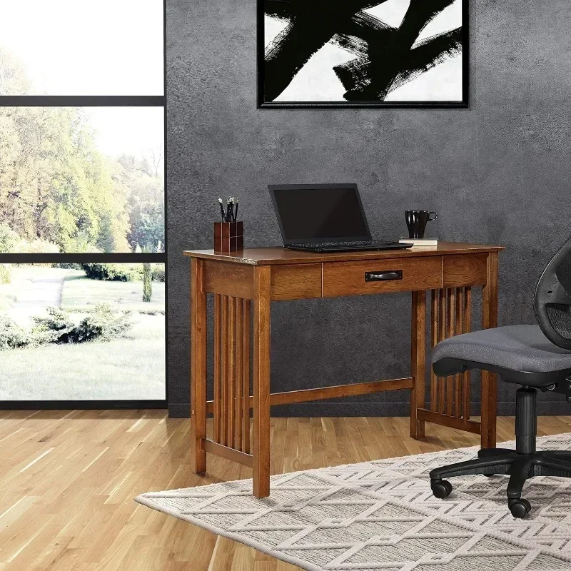 OSP Home Furnishings Sierra Writing Desk with Drawers and Mission Style Side Panels, Home Office Study Table, Easy To Assemble