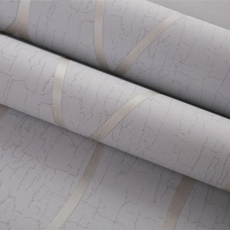 53cm European Style 3D Non-woven Fabric Wall Stickers, Moisture-proof Curved Stripe Background Wallpaper for Living Room Bedroom