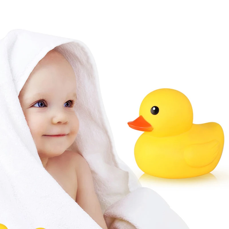 Mainan mandi bayi bebek Lucu hadiah bayi karet kamar mandi bebek kuning besar bermain air Kawaii Remas mengambang bebek