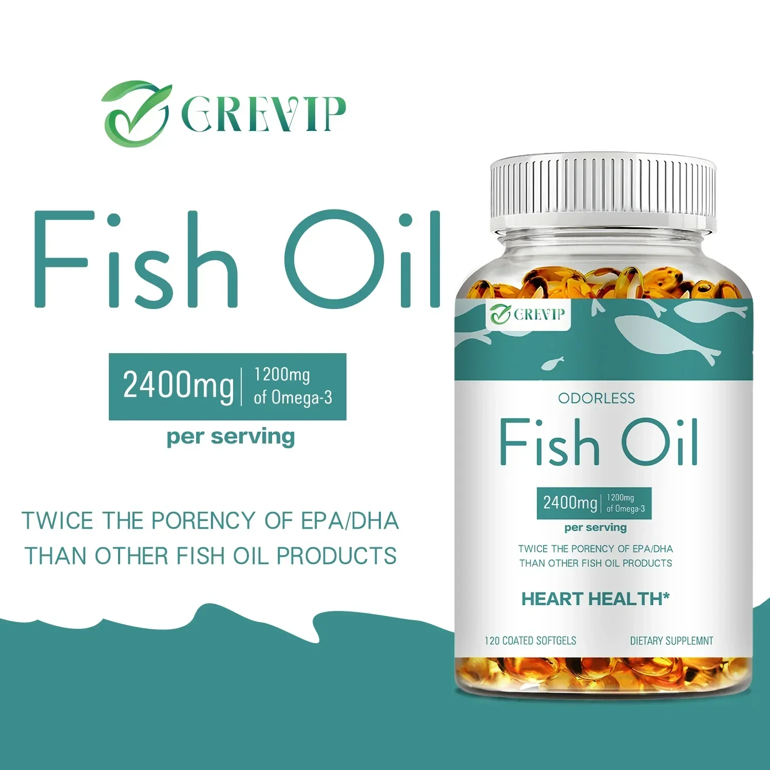 Fish Oil - with Omega-3 DHA & EPA - Benefits The Heart, Protects Eye Fatigue, Cognitive Function, and Learning Ability